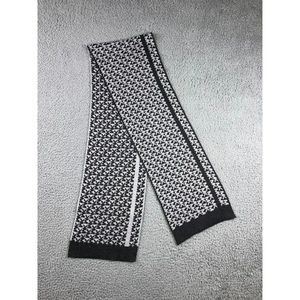 Michael Kors MK Logo Monogram‎ Scarf Gray Knit Fleece Double Sided - Image 2