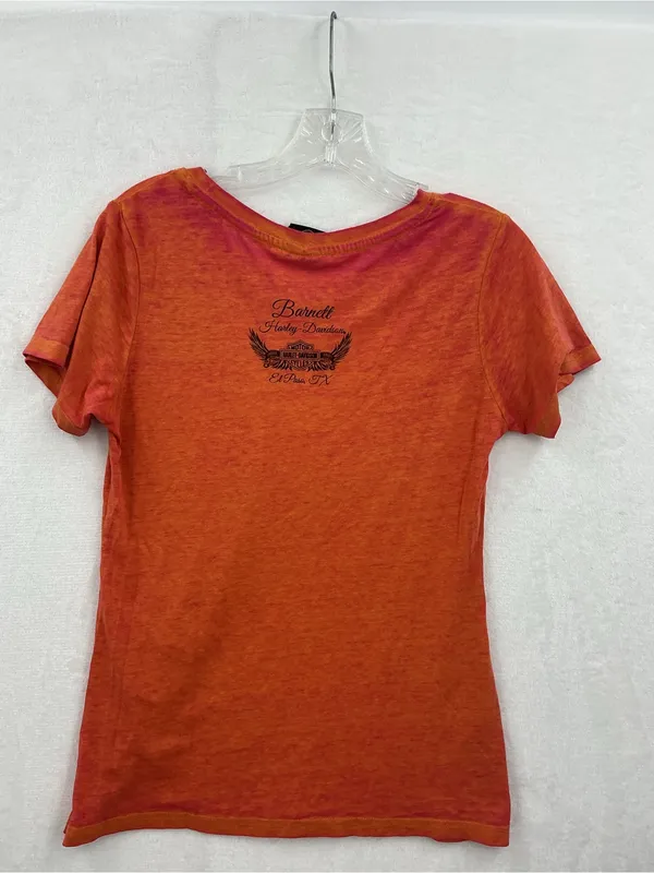 Harley-Davidson Orange Graphic Logo Short Sleeve Tee 854 - Image 7