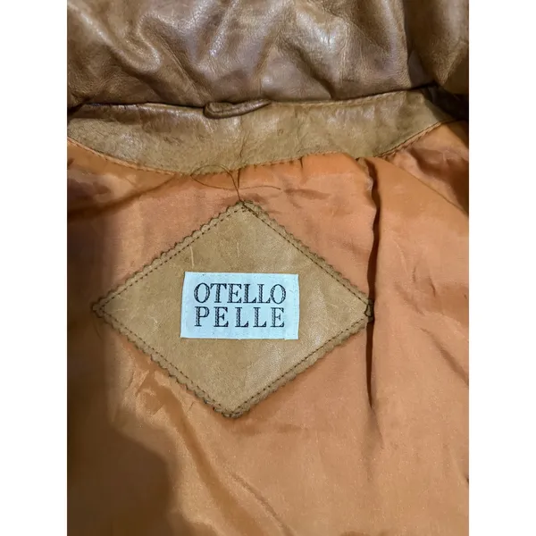 Vintage 80s Otello Pelle Leather Bomber Jacket L Patchwork Paisley Metallic Gold - Image 4
