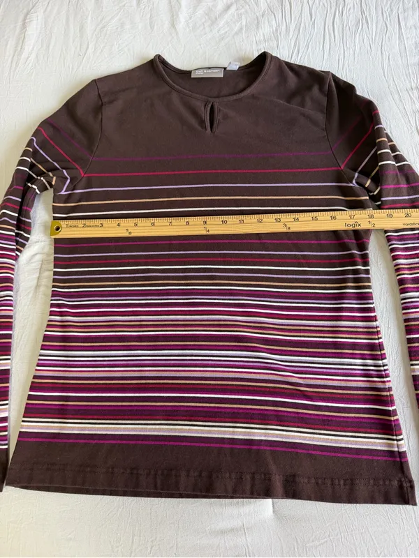croft & barrow Brown Long-Sleeve Striped Tee with Pink Accents - Image 5