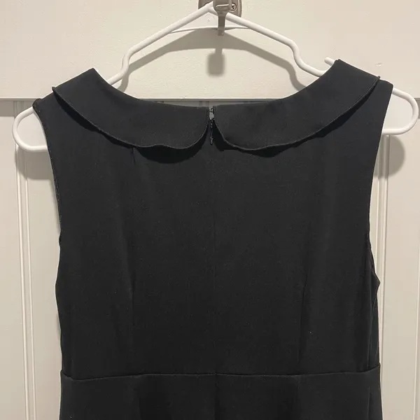 Nicole Miller Maternity Dress Women S Black Ruffle V-Neck Peter Pan Collar Crepe - Image 5