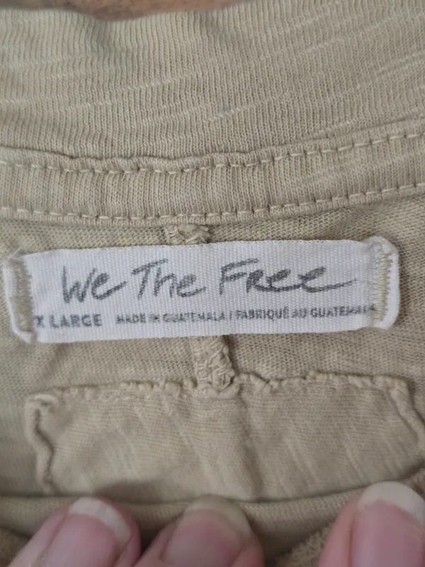 O We The Free Relaxed, Oversized Crew Neck Tee in Beige With Thumbholes XL - Image 4