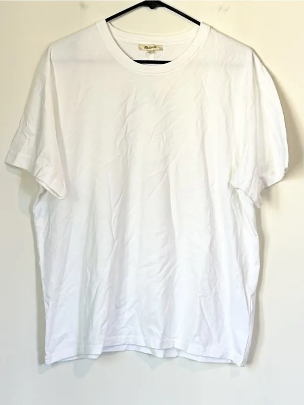 NWT *FLAWED* Madewell White Cotton Relaxed Oversized Tee - Size: Medium - Image 2