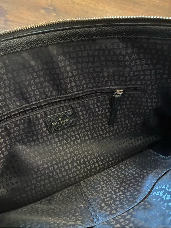 Kate Spade Larchmont Avenue Logo Penny Tote Bag Leather Purse Black - Image 6