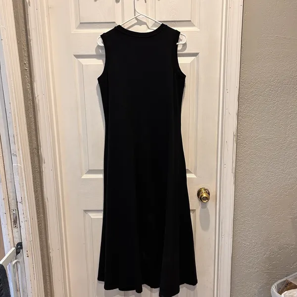 Magaschoni Black Sleeveless Cotton Spandex Midi Dress Womens Large Crew Neck‎ - Image 3
