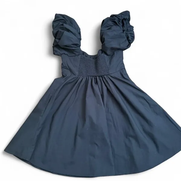 Abercrombie & Fitch black ruched puff sleeve mini dress - Image 4