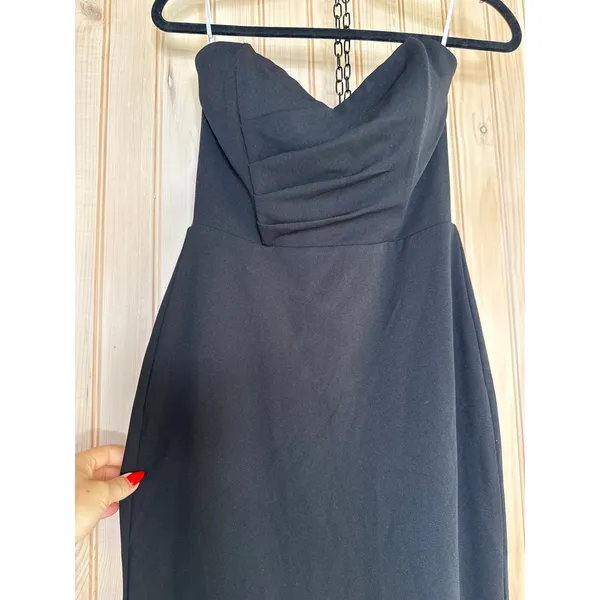 NWOT Lulus Iconic Arrival Black Strapless Bustier Mermaid Maxi Dress Party Sz S - Image 4