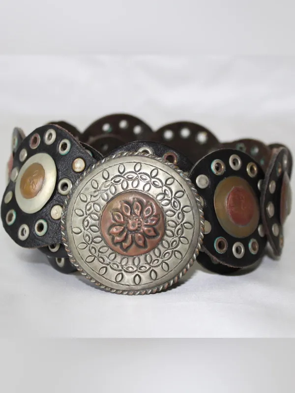 Black & Brown Concho Western Boho Statement Belt - Image 12