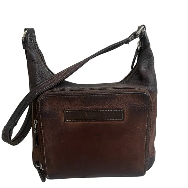 Vintage Fossil Messenger Bag, Crossbody Bag~ Dark Brown Leather STRAP HAS‎ wear - Image 2