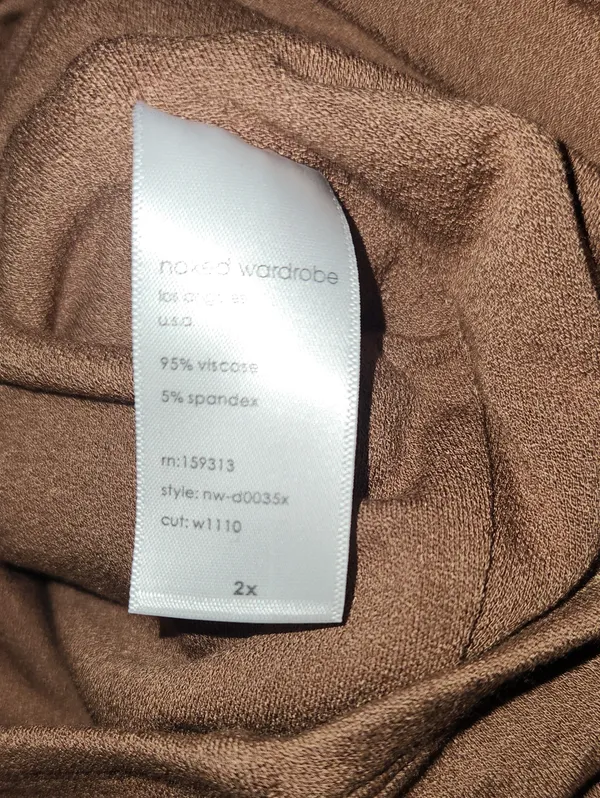 Naked Wardrobe Midi Sculpt Tank Dress Mocha Brown New Plus Size 2X 2 New - Image 6