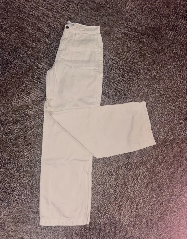 Hidden Jeans Size 27 Women’s Straight Mid Rise Carpenter Cream Denim EUC - Image 2