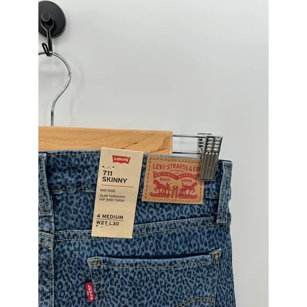 Levi's 711 Skinny Denim Jeans‎ Animal Print Leopard Cotton Stretch Women 27 NWT - Image 8