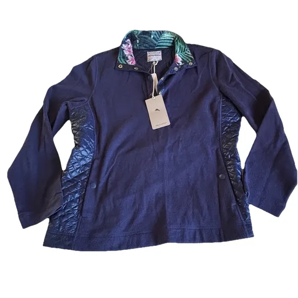 NWT Tommy Bahama Aruba Quilted Half-Snap Sweater - Size Large - Navy Blue - Image 9