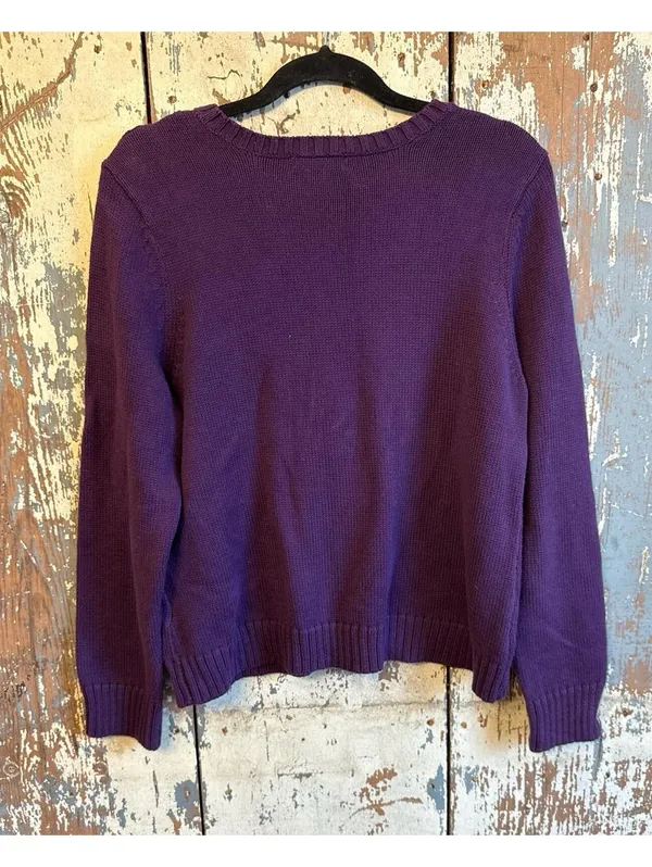 Women's Land's End Purple cotton-blend crewneck sweater size Large (medium) - Image 3
