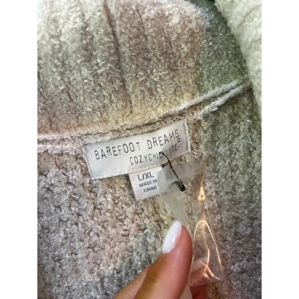 Barefoot Dreams CozyChic Open Front Chenille Shawl Cardi Seashell Womens Size L/ - Image 8