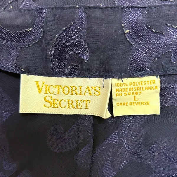 Victorias Secret Purple Blue Sheer Satin Jacquard Vintage Gold Label Chemise - Image 8