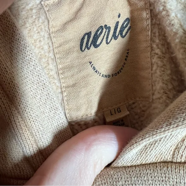 Aerie Tan‎ Bow Embroidered Crop Hoodie - Image 5