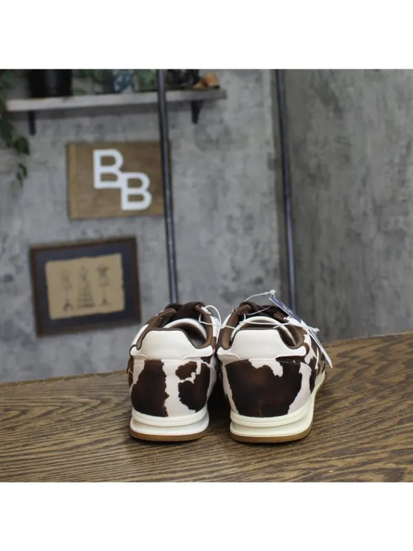 Universal Thread Skyler Cow Print Low-Top Lace Sneakers 94568019 Dark Brown 6M - Image 4