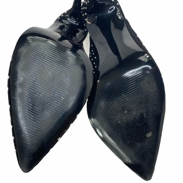 AQUA Studded Suede Mule Heels Black Pointed Toe Stiletto Pumps Womens Size 7 7M‎ - Image 9
