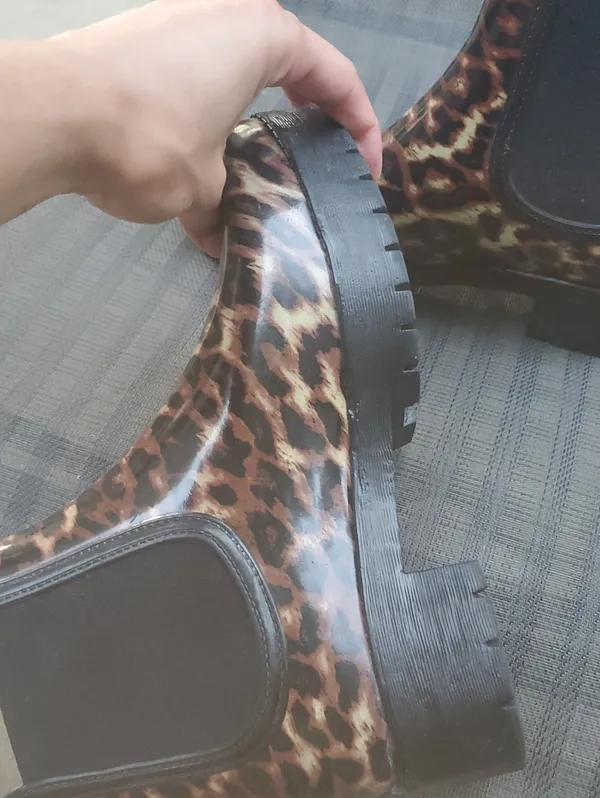 Jeffrey Campbell Leopard Print Women's Rain Chelsea Boots - Black Trim Size 7 L - Image 2