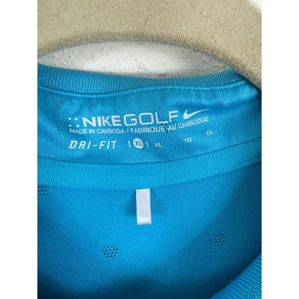 Nike Golf Dri-FIT Polo Shirt Womens XL Blue Short Sleeve Textured Dot - Image 6