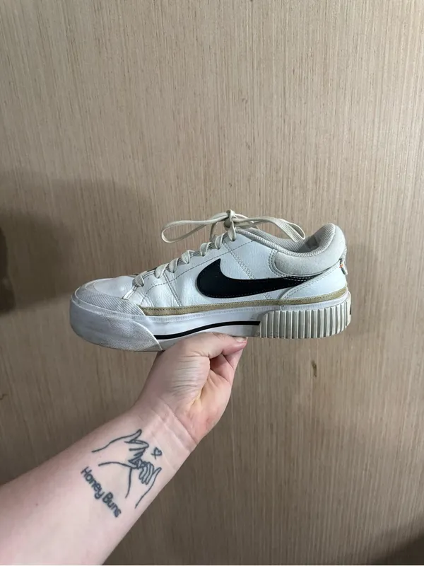 Nike Women Court Legacy Lift White Black Casual Platform Shoe Size 8 - Image 3