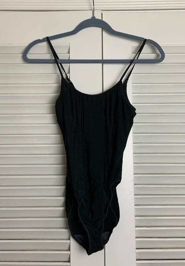 MD/LG Black stretch silk ballerina bodysuit - Image 2