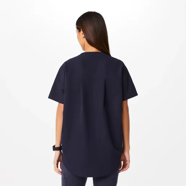 FIGS Navy Halle V-Neck Short Sleeve Tunic Scrub Top - Image 2