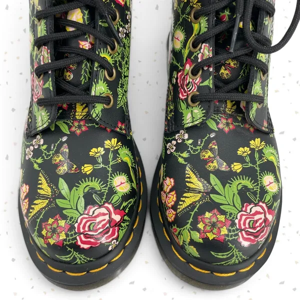 Dr. Martens 1460 Floral Bloom Venus Flytrap Butterfly Print Leather Boots Size 6 - Image 9