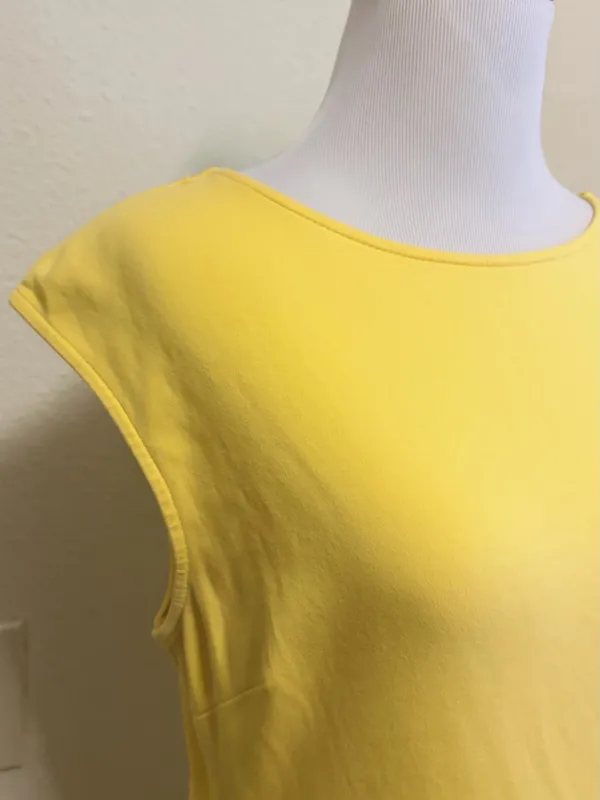 New York & company medium Yellow Cap-Sleeve Lattice-Back Fit & Flare Dress - Image 2