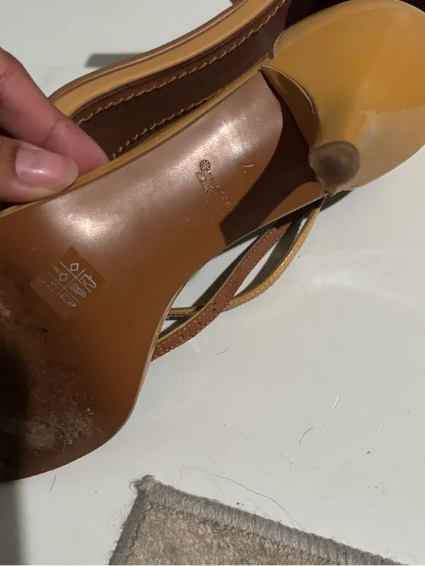 Coach Patent Leather Tan Ankle-Strap Heels - Image 8