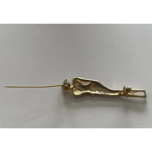 Vintage Elegant Lady Art Rhinestone Gold Tone Pin Red Suite Women’s Stones - Image 6