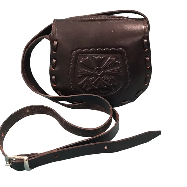 vintage leather black crossbody bag / Adjustable Strap - Image 9
