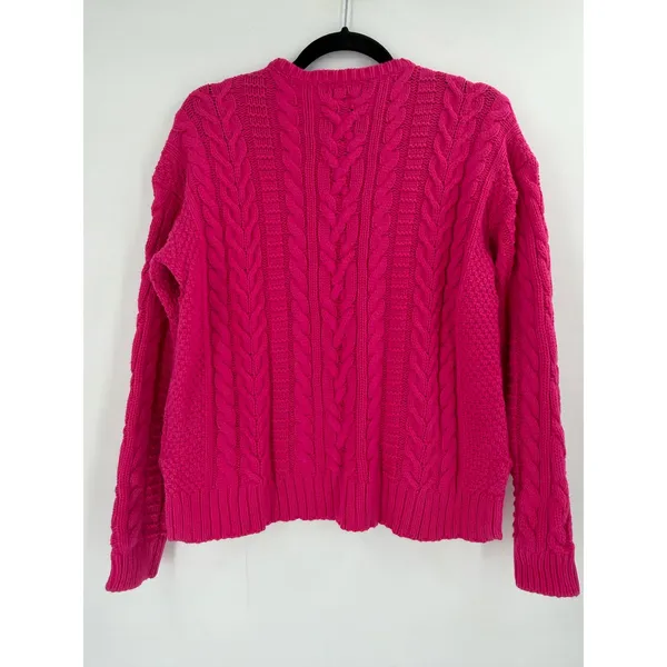 Lauren Ralph Lauren Sweater Womens PL Pink Cable Knit‎ Preppy Academic Oxford - Image 3