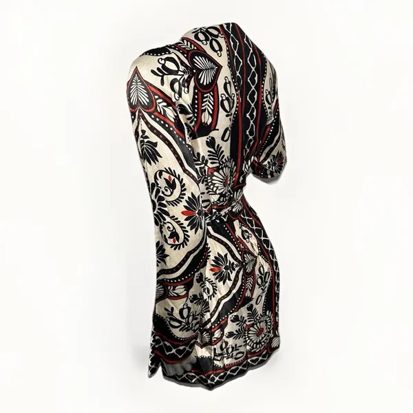 FARM RIO Passion Scarf Wrap Mini Dress Women's Size XS Black Printed - Image 11
