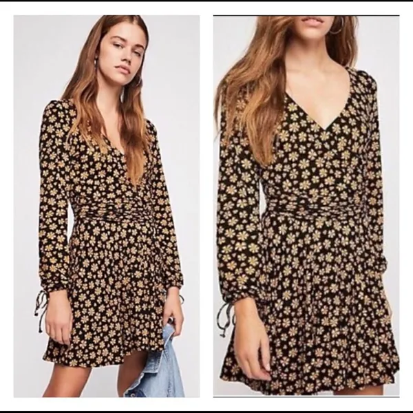 Free People Pradera faux wrap Daisy print mini dress XS‎ - Image 3