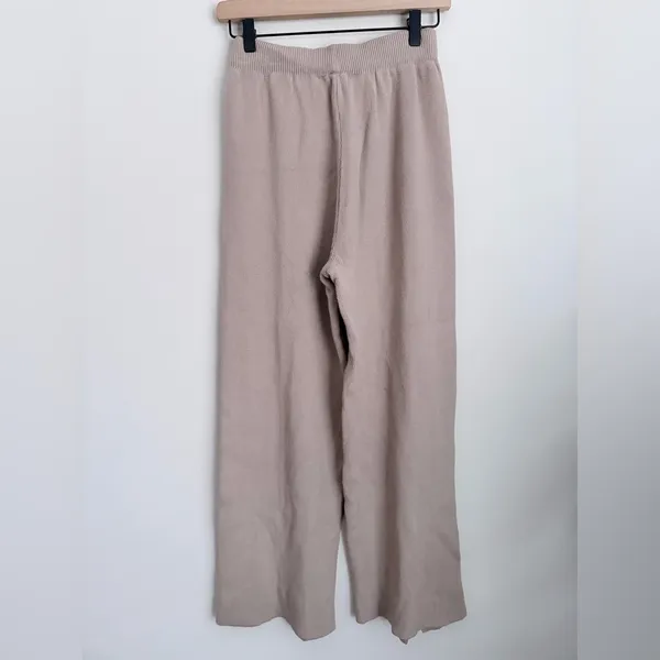 Commence Tan Ribbed Mystique Wide Leg Knit Pants S - Image 3