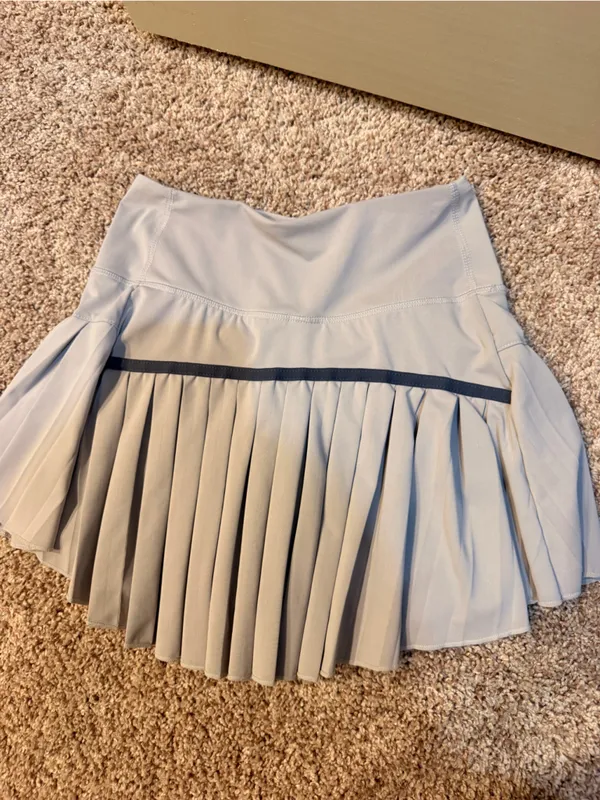 Pleated A-Line Skirt in Light Beige - Image 2