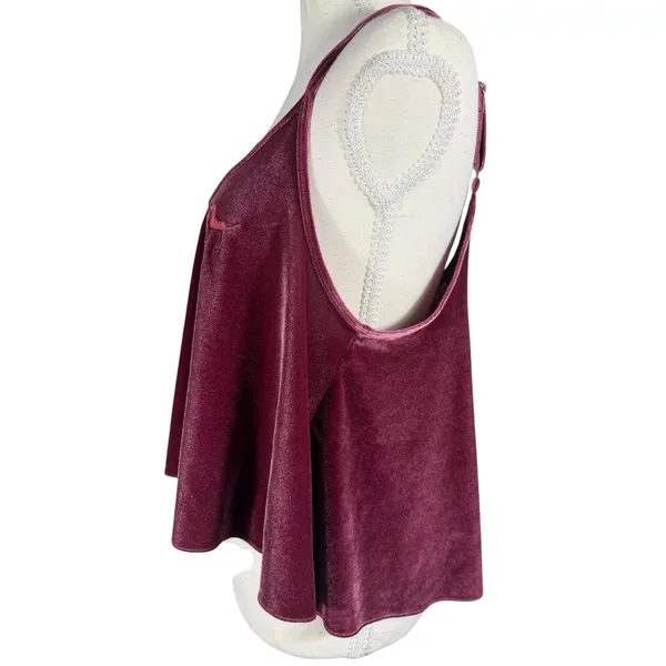 PINK Victoria's Secret Velvet Cami Womens M Burgundy Swing Spaghetti Strap Dog - Image 8