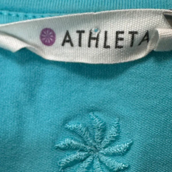 Athleta Tank‎ Top Embroidered Ruched Drawstring Sleeveless Casual Blue S - Image 3