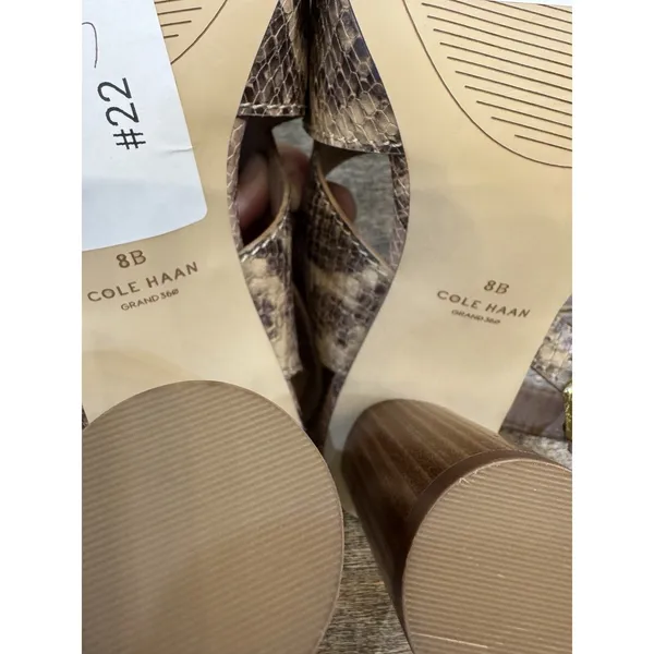 COLE HAAN Womens Beige Cut Out Reina Square Toe Leather Sandals Shoe Size 8 - Image 8