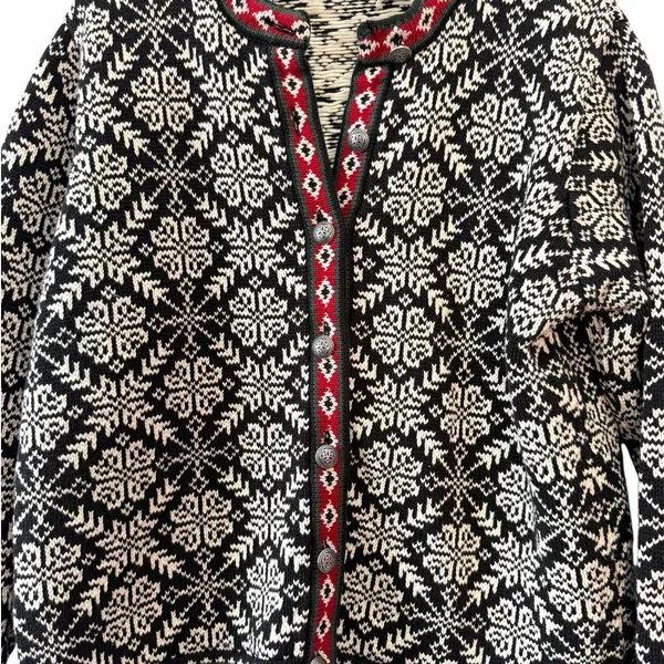 L.L.Bean Nordic Fair Isle Cotton Cardigan Sweater Women’s XL - Image 5