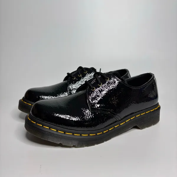 Dr. Martens 1461 Women's Leather Oxford Shoes in Black Distressed Patent - Image 3