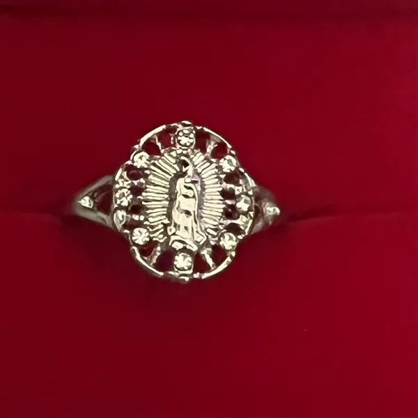 &merci Virgin Mary Design Stainless Steel Silver Open Ring Size 8 - Image 2