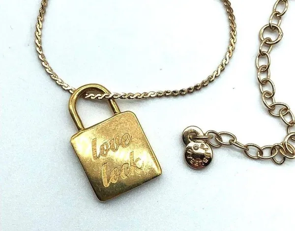 Baublebar Necklace Love Lock Pendant Gold Tone - Image 2