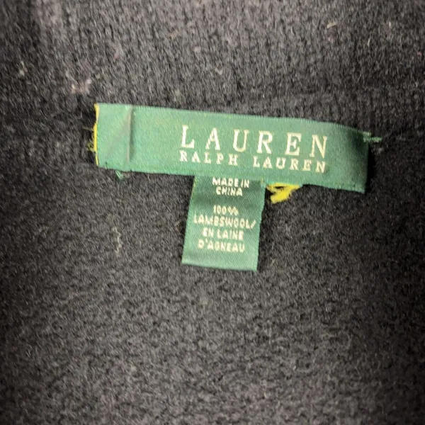 Lauren Ralph Lauren Sweater Womens Medium Black Lambs Wool Full Zip Knit - Image 4