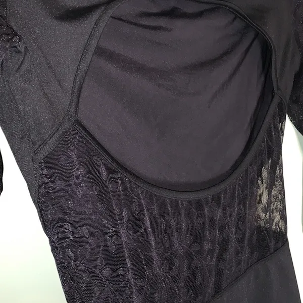 Mirella black long lace sleeve leotard M - Image 5