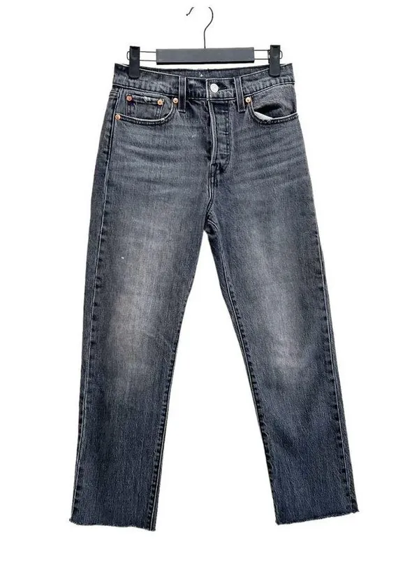 Levi's 501 High Rise Button Fly Black Denim Straight Tapered Leg Jeans Size 26 - Image 2