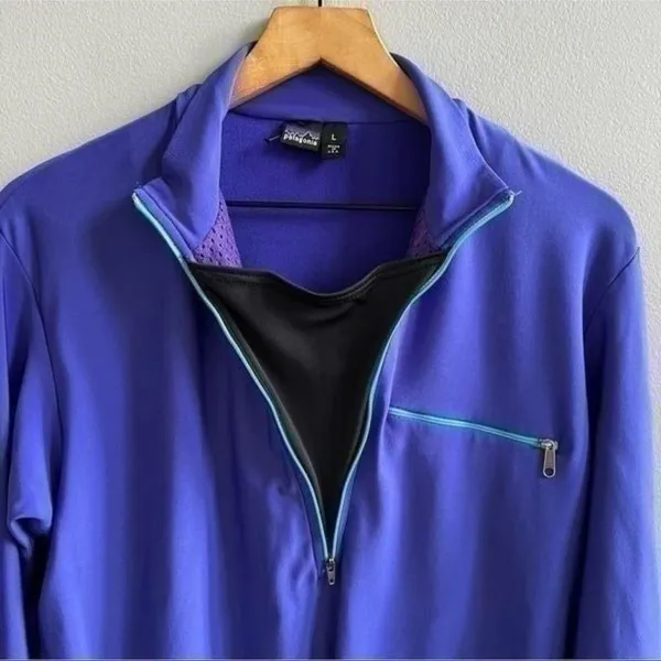 Patagonia Rare Vintage 1/2 Zip Pullover Base Layer Purple Teal Zipper Size Large - Image 2