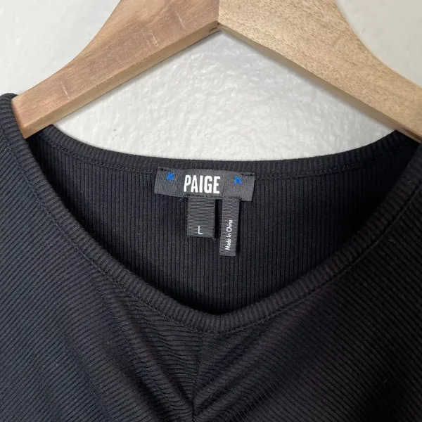 Paige Womens Sidonia Black Sleeveless Ruched Tank Top Size Large - Image 4